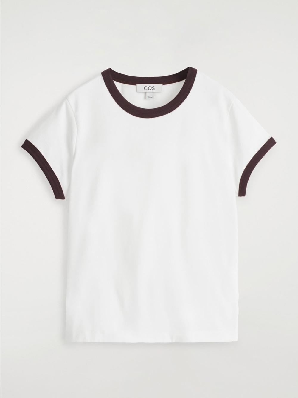 COS Shrunken Ringer T-shirt White Brown worn once! Excellent condition!